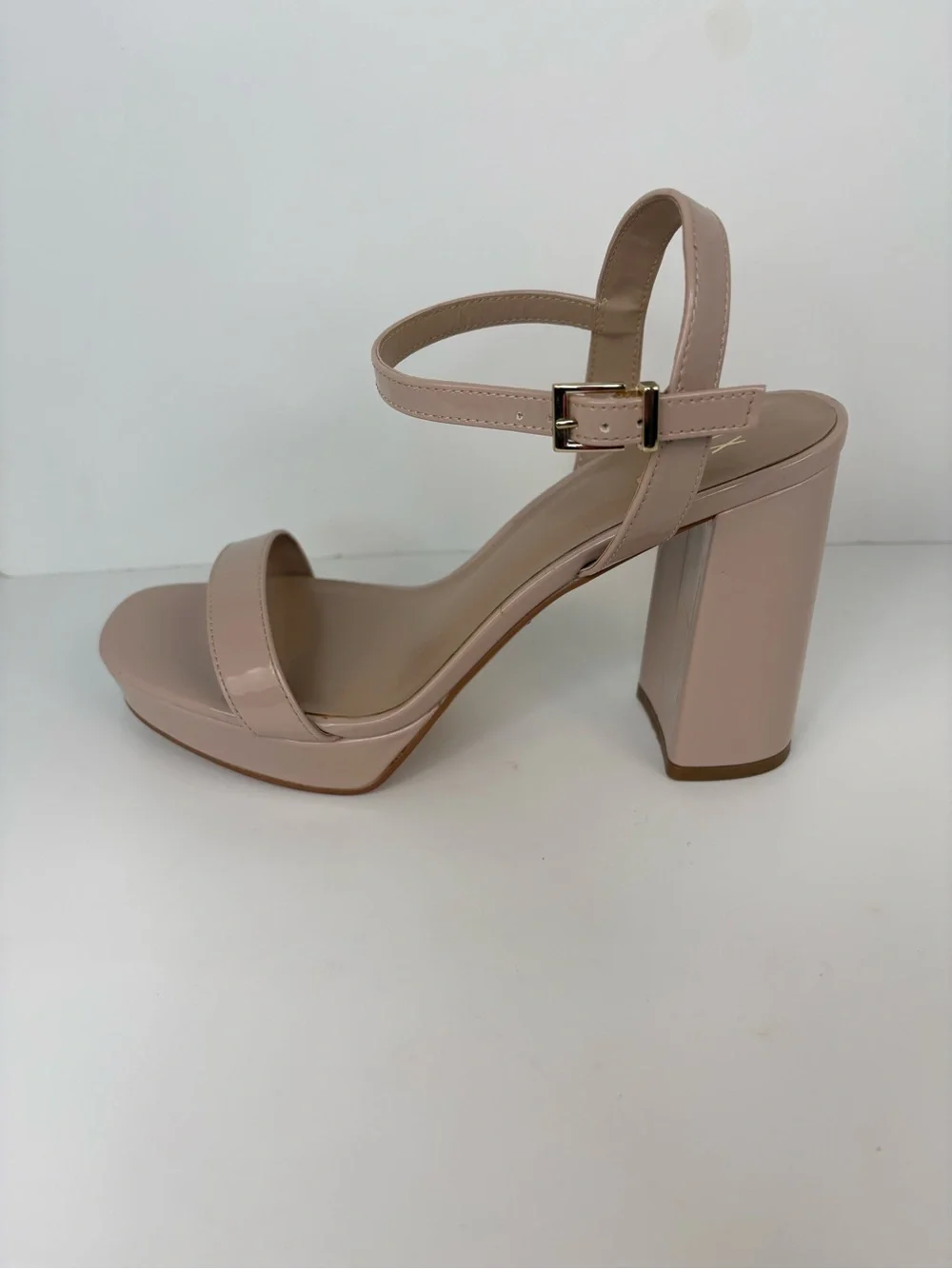 Nude Patent Platform Sandals